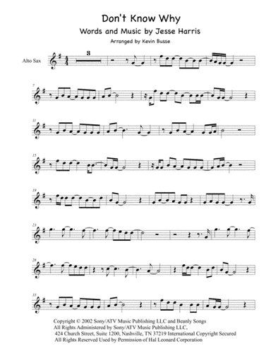 Don't Know Why (arr. Kevin Busse)