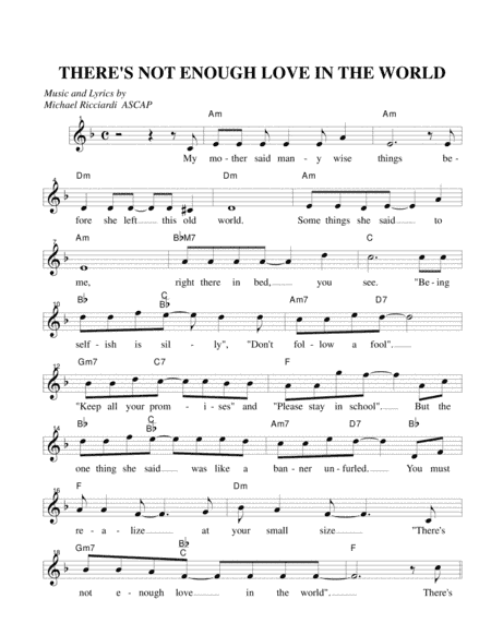 THERE'S NOT ENOUGH LOVE IN THE WORLD