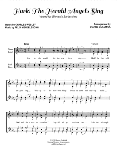 Hark! The Herald Angels Sing, Women's Barbershop (arr. Dianne Goldrick)