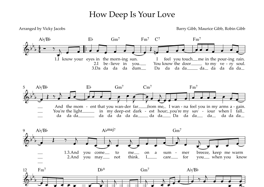 How Deep Is Your Love (arr. Vicky Jacobs)