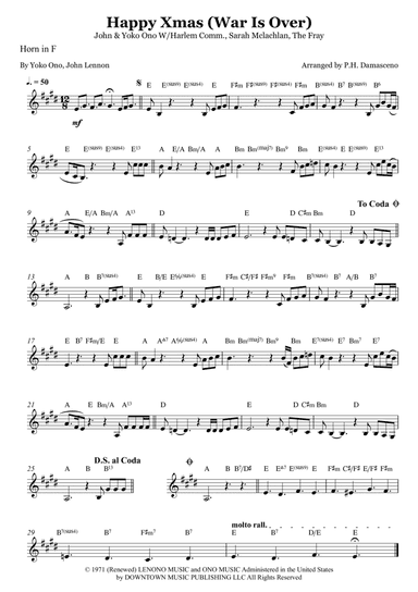 Happy Xmas (war Is Over) (arr. P.H. Damasceno)