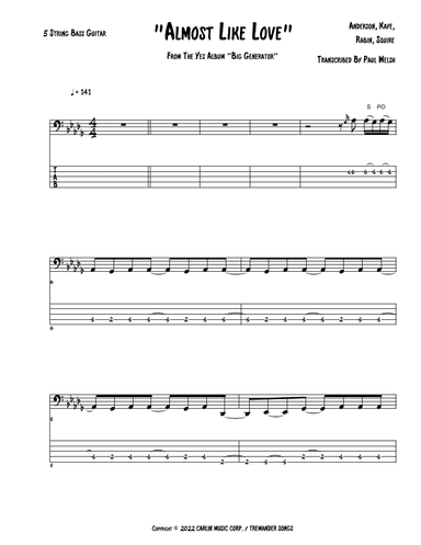 Almost Like Love (arr. P Welsh)