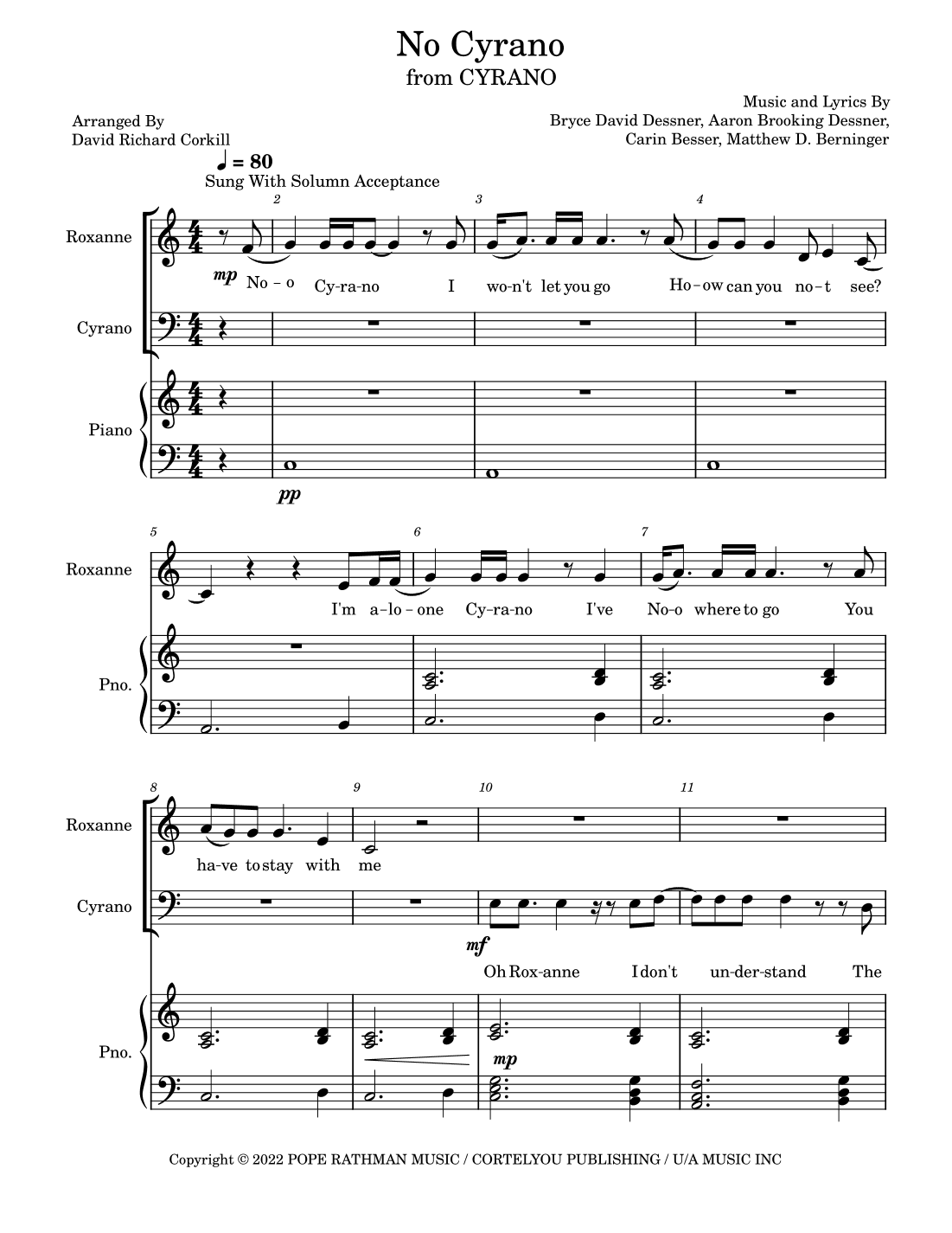 No Cyrano (fr. 'cyrano') (arr. David Richard Corkill)
