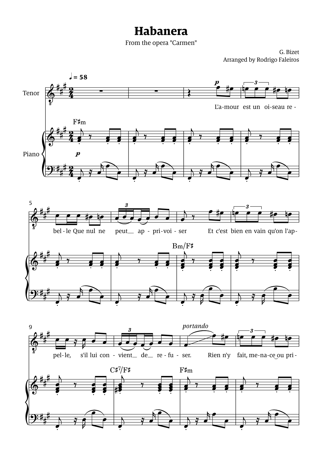 Habanera (for tenor - F# minor/major) (arr. Rodrigo Faleiros)