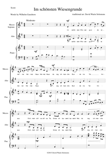 Im schönsten Wiesengrunde for mezzo-soprano, alto and piano (arr. David Warin Solomons)