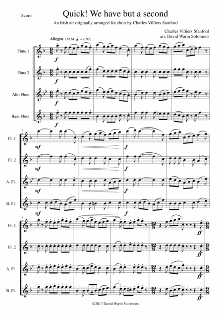 Quick we have but a second for flute quartet (2 flutes, alto flute, bass flute) (arr. David Warin Solomons)