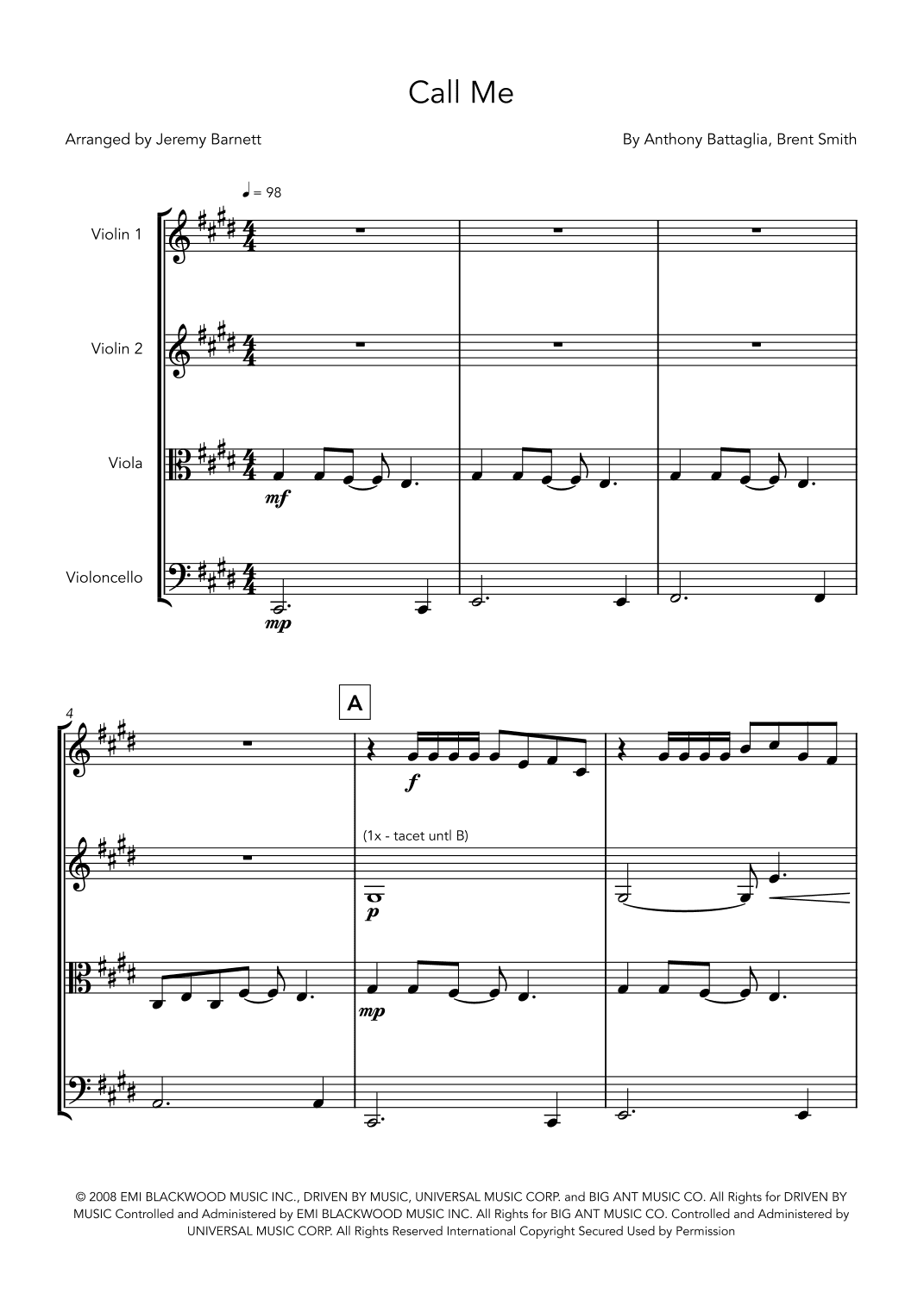 Call Me (arr. Jeremy Barnett)