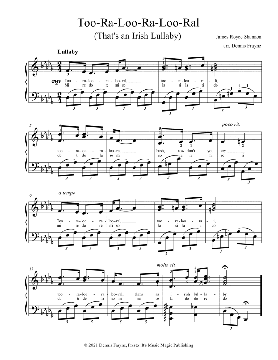 Too-Ra-Loo-Ra-Loo-Ral (That's an Irish Lullaby) (arr. Dennis Frayne)