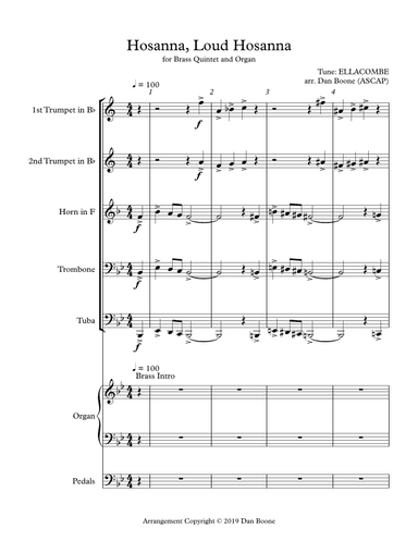 Hosanna, Loud Hosanna (Brass Quintet, opt. Organ) (arr. Dan Boone (ASCAP))
