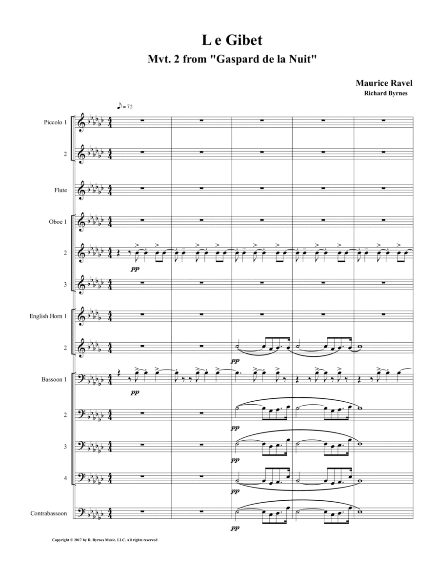 Le Gibet (Gaspard de la Nuit) for Double Reed Choir + Flue, 2 Piccolos (arr. Richard Byrnes)