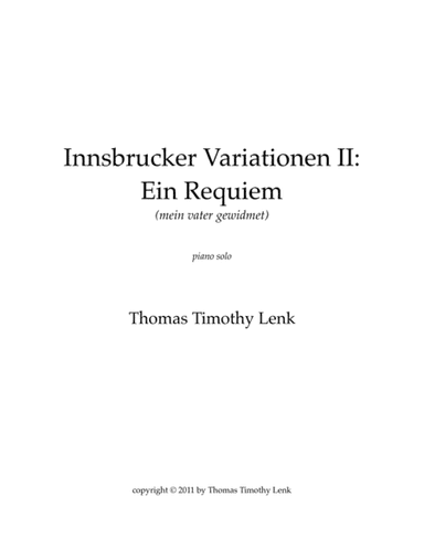 Innsbrucker Variationen: Ein Requiem (mein Vater gewidmet)