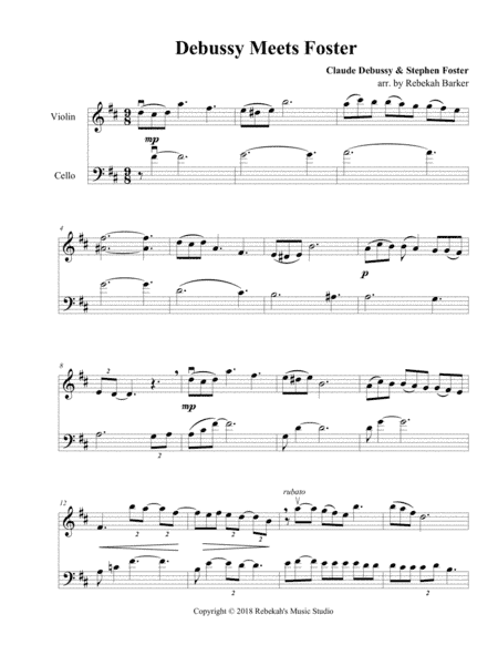 Debussy Meets Foster - violin/cello duet (arr. Rebekah Barker)