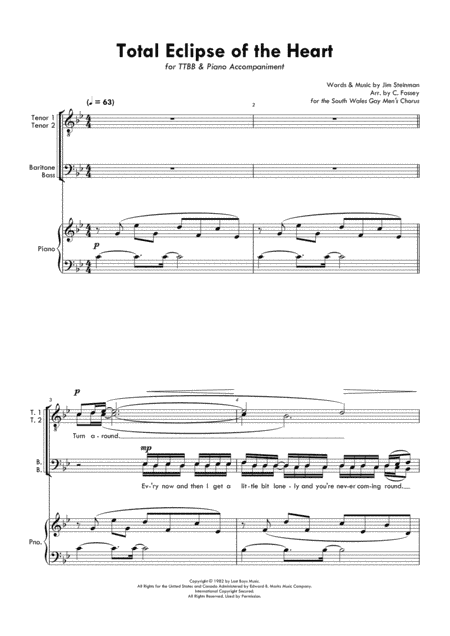 Total Eclipse Of The Heart (arr. Christopher Fossey (for the South Wales Gay Men's Chorus))