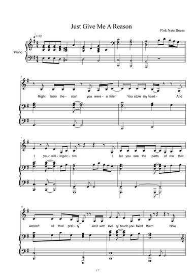 Just Give Me A Reason (arr. Pink featuring Nate Ruess)