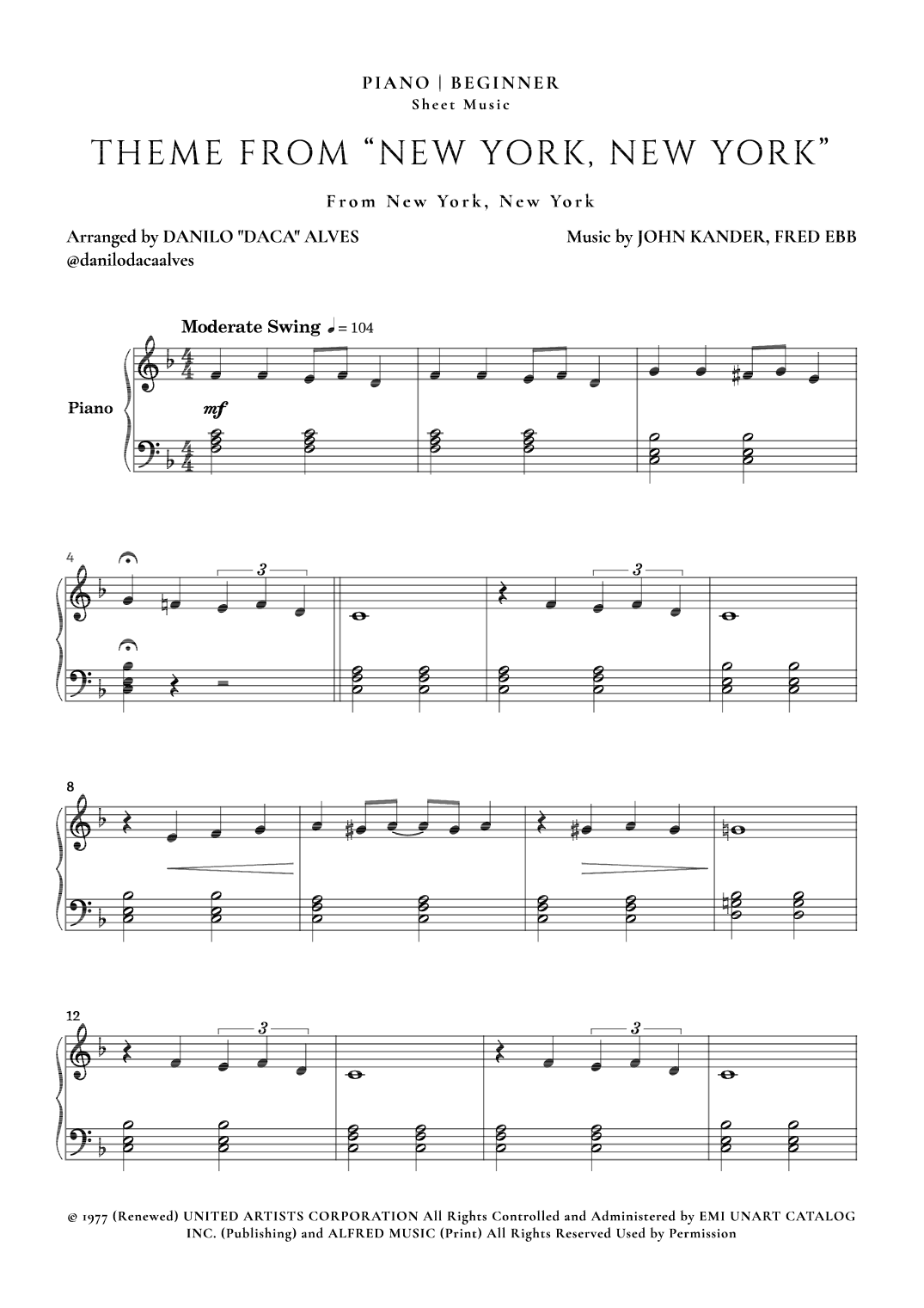 Theme From "new York, New York" (arr. Danilo "Daca" Alves)