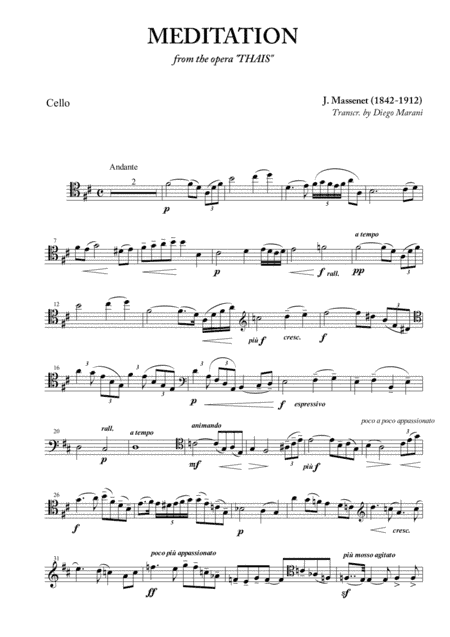 Meditation from "Thais" for Cello and Piano (arr. Diego Marani)