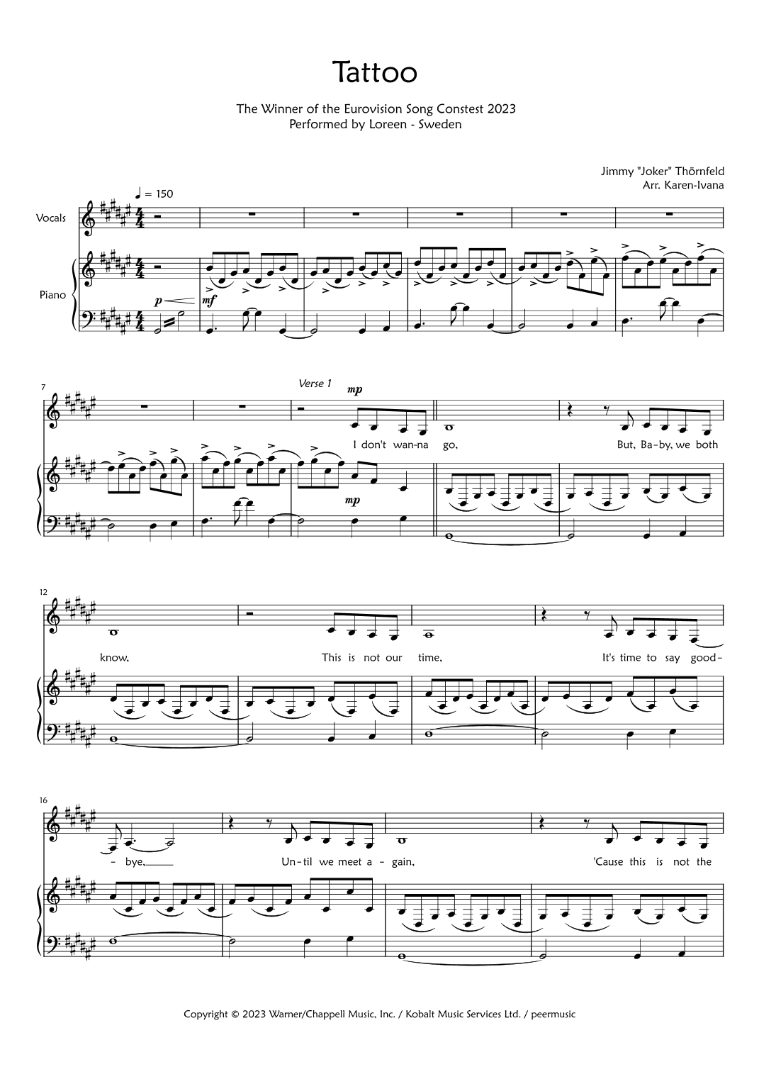 Tattoo (arr. Karen Ivana)