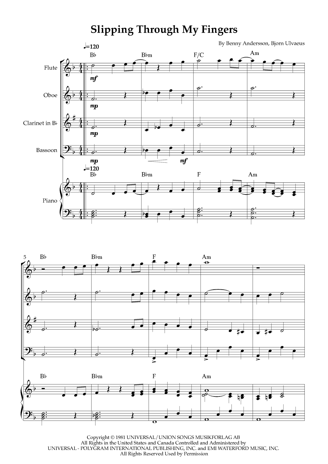 Slipping Through My Fingers (arr. Karen Gueiros)