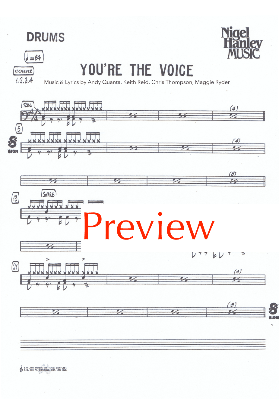 You're The Voice (arr. Nigel Hanley)