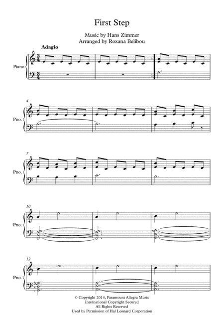 First Step  from the Paramount Pictures film INTERSTELLAR (arr. Roxana Belibou)