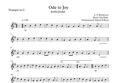 Ode to Joy - Joyful Joyful - Easy C Trumpet (arr. Daniel H Rosa)
