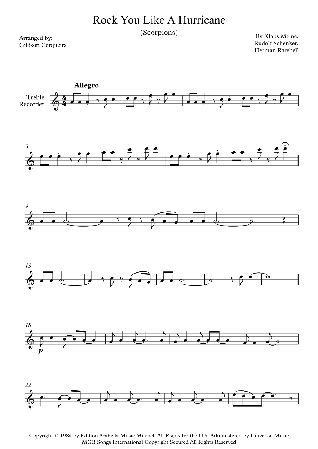 Rock You Like A Hurricane (arr. Gildson Cerqueira)