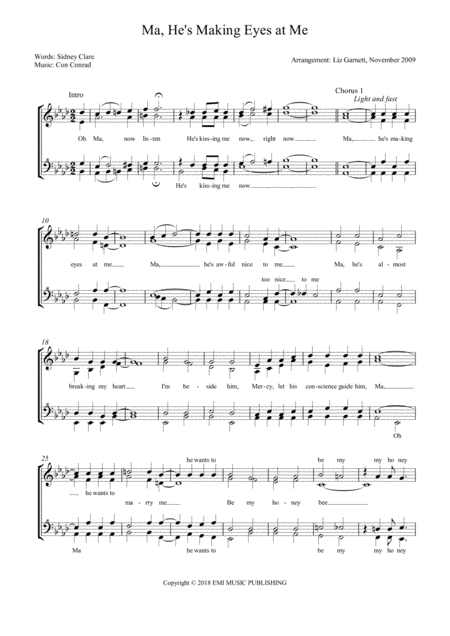 Ma, He's Making Eyes At Me (arr. Liz Garnett)