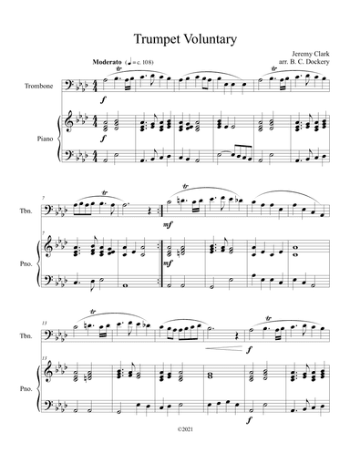 Trumpet Voluntary (Trombone Solo with Piano Accompaniment) (arr. B. C. Dockery)