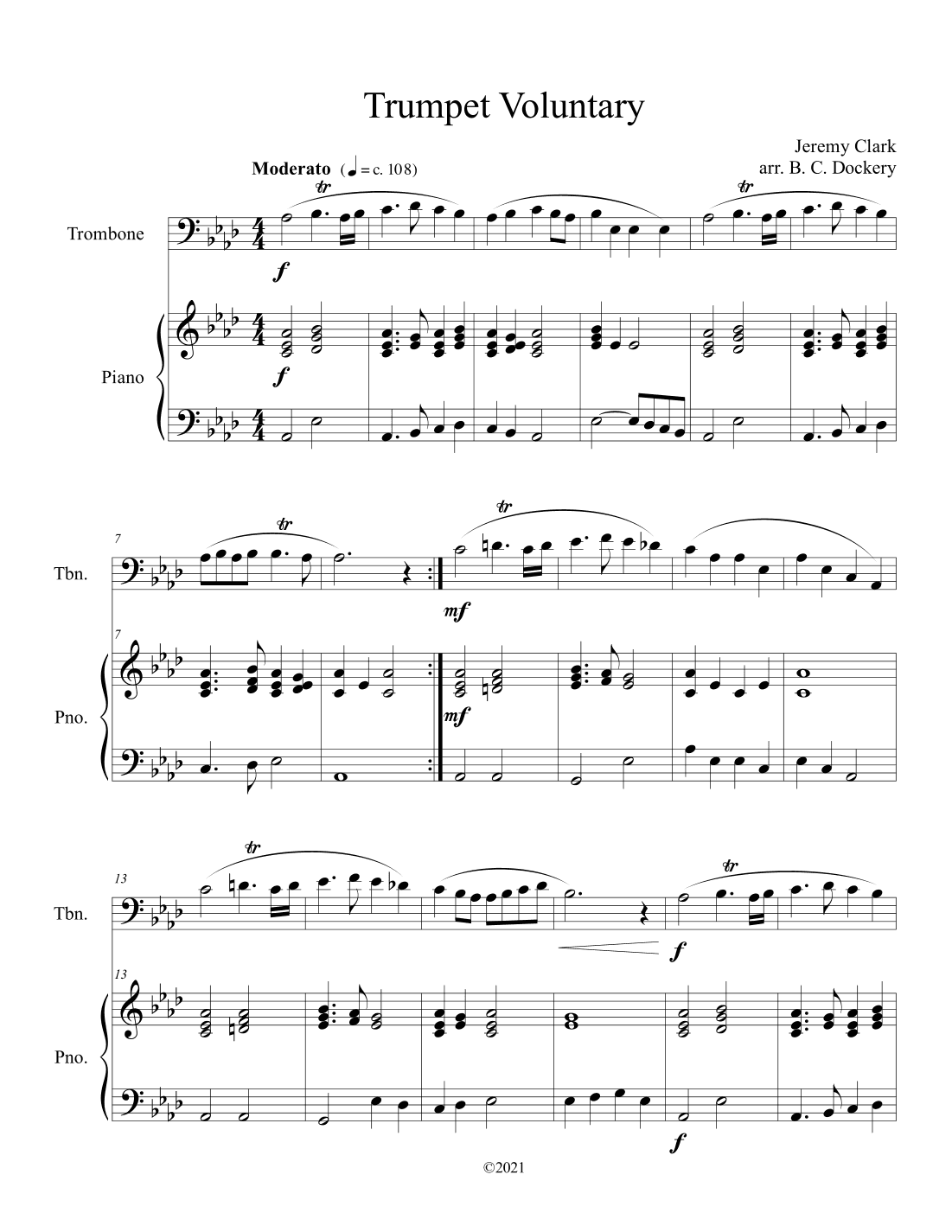 Trumpet Voluntary (Trombone Solo with Piano Accompaniment) (arr. B. C. Dockery)