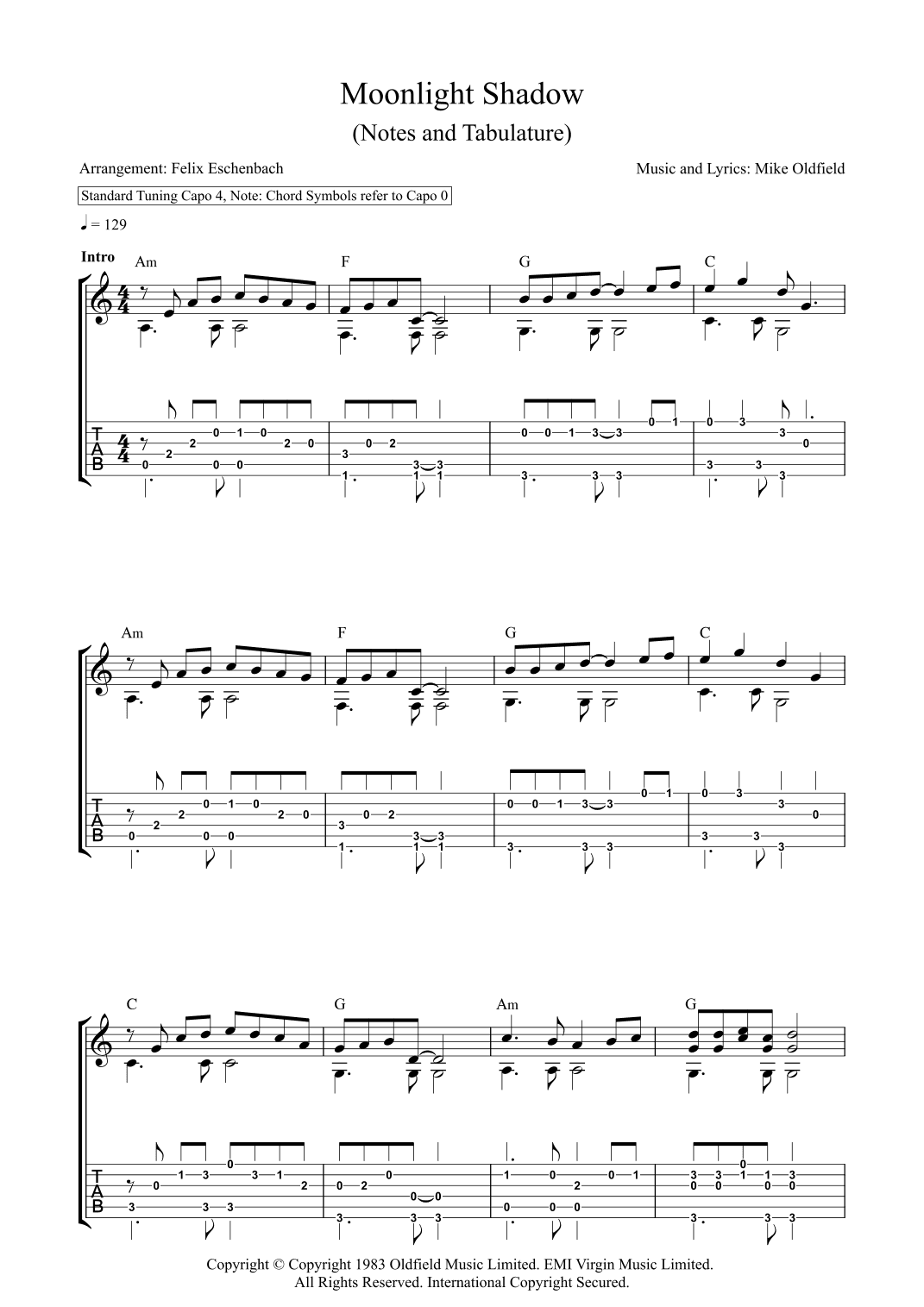 Moonlight Shadow (arr. Felix Eschenbach)