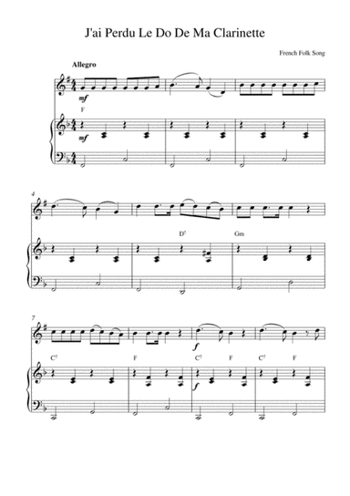 J'ai Perdu Le Do De Ma Clarinette (arr. Kaiserin Rebecca)