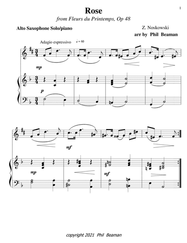 Rose-Noskowski- Alto Saxophone-Piano (arr. Phil Beaman)