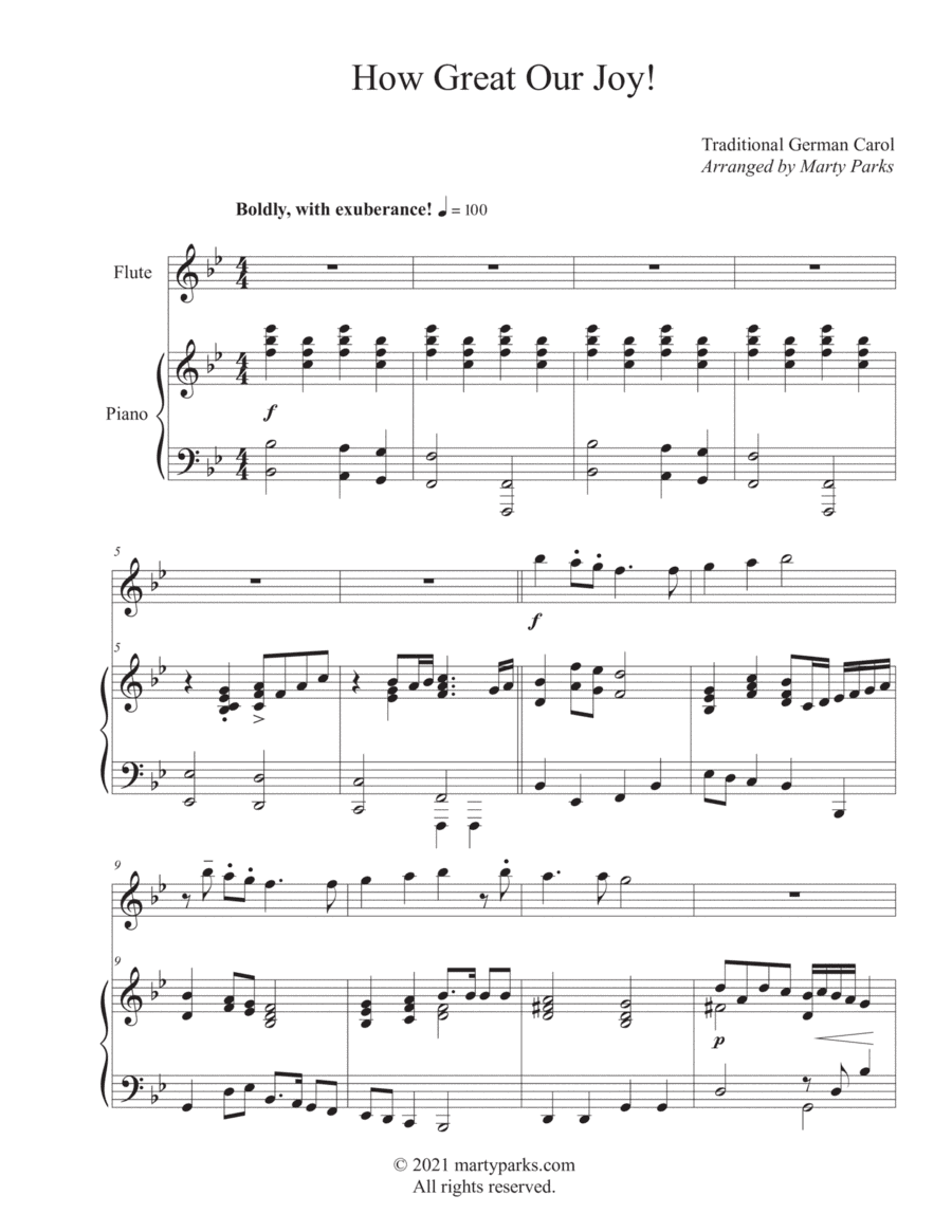 How Great Our Joy! (Flute-Piano) (arr. Marty Parks)