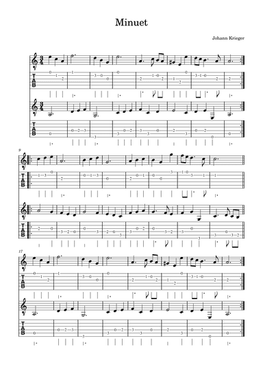 Minuet by Krieger for guitar duo (arr. Jussi Kontinen)