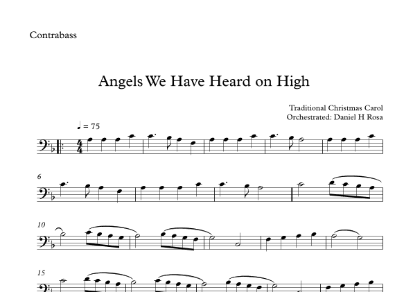Angels We Have Heard on High  - Gloria in excelsi Deo - Easy Contrabass (arr. Daniel H Rosa)