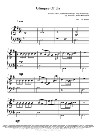 Glimpse Of Us (arr. Tyler Adams)