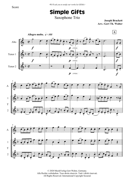 Simple Gifts (arr. Gert Th. Walter)