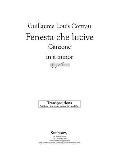 Cottrau: Fenesta che lucive (transposed to a minor) (arr. Sunbow)