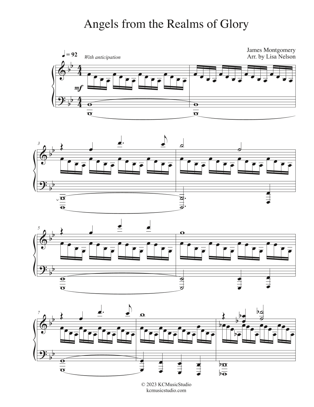 Angels from the Realms of Glory Advanced Piano Solo (arr. Lisa Nelson)