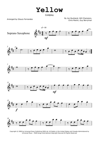 Yellow (arr. Glauco Fernandes)
