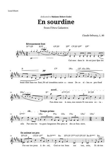 En sourdine by Debussy for Voice and Chords (arr. Langanho)
