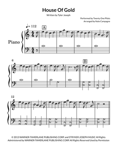 House Of Gold (arr. Nate Campagne)