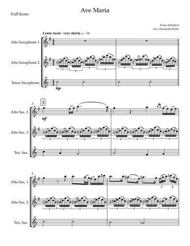 Ave Maria (Franz Schubert) for Saxophone Trio (arr. Fernando Britto)
