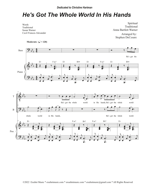 He's Got The Whole World In His Hands (Duet for Tenor and Bass solo) (arr. Stephen DeCesare)