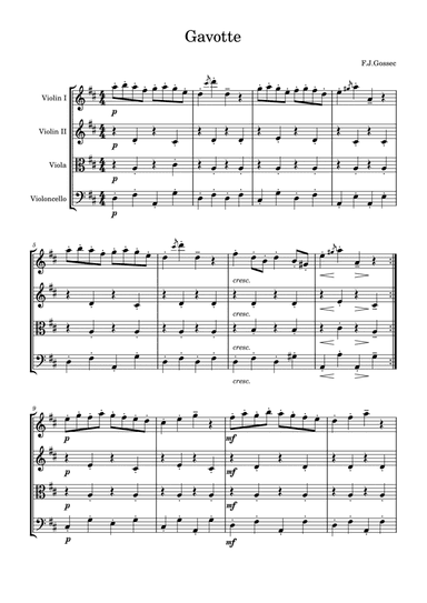 Gavotte for string quartet by F.J.Gossec (arr. Kin Leung)