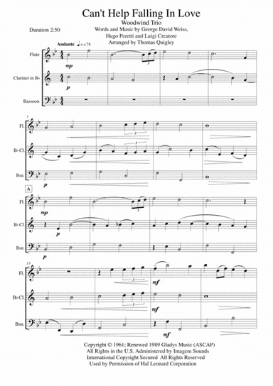 Can't Help Falling In Love (arr. Thomas Quigley)
