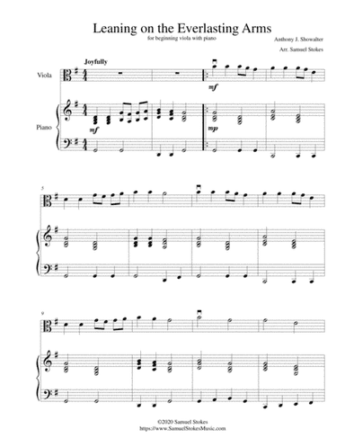 Leaning on the Everlasting Arms - for beginning viola with optional piano accompaniment (arr. Samuel Stokes)