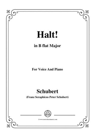 Schubert-Halt!,in B flat Major,Op.25 No.3,for Voice and Piano (arr. MSM)