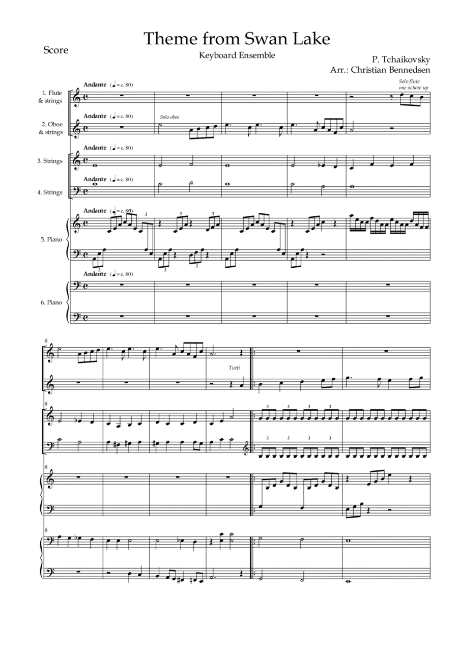 Theme from Swan Lake - Keyboard Ensemble (arr. Christian Bennedsen)