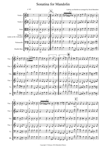 Sonatina by Beethoven for String Orchestra (arr. David Burndrett)